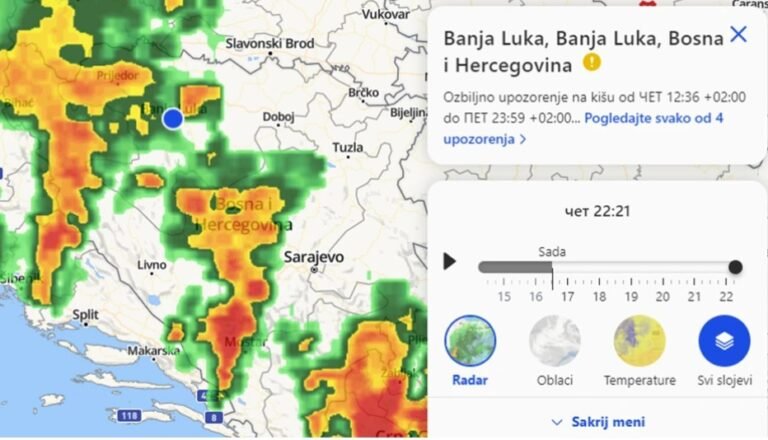 Olujni oblak u ponoć iznad Banjaluke